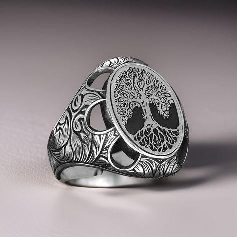 Nature Enthusiast, Tree Lover, Unique Gifts For Him, Stylish Rings, Silver Tree, Mens Silver Rings, Men's Ring, Silver Man, Silver Band