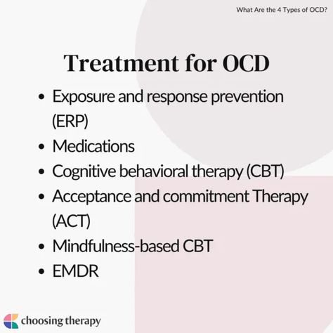 4 Types of OCD: What They Are & Examples Contamination Ocd, Types Of Ocd, Ocd Therapy, Ocd Symptoms, Cognitive Behavioral Therapy, Behavioral Therapy, Mental And Emotional Health, Emotional Health, The 4