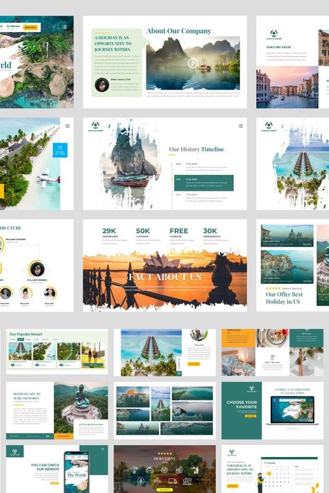 Company Profile Travel and Tourism Keynote Template Tourism Presentation Design, Travel Powerpoint Template, Travel Ppt Template, Travel Powerpoint, Travel Presentation, Powerpoint Inspiration, Travel Advertising Design, Company Profile Design Templates, Webpage Layout