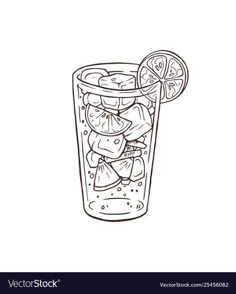 Draw Summer Ideas, Colorful Alcoholic Drinks, Drink Sketch, Drink Drawing, Drink Image, Ice Drawing, Summer Sketches, Drink Vector, Cocktails Clipart