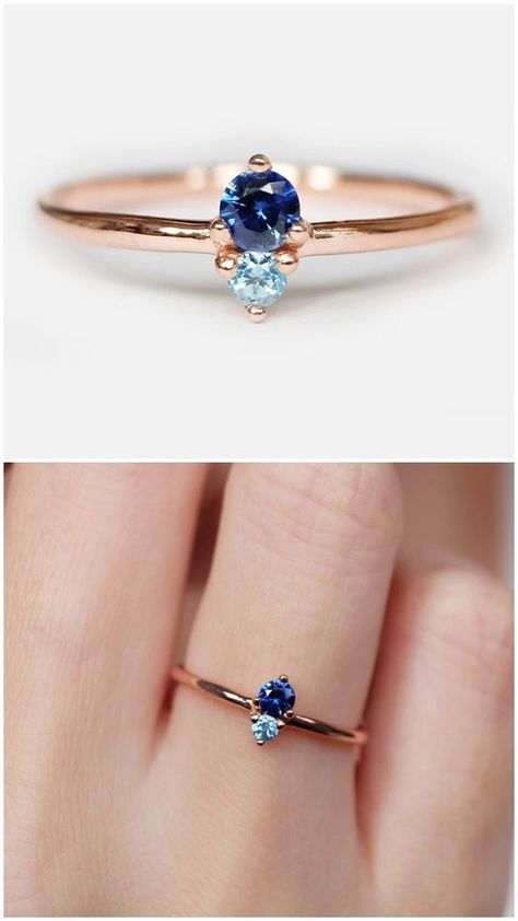 Engagement Rings With Two Birthstones, 2 Birthstone Ring, Birth Ring, Dual Birthstone Ring, Birthstone Engagement Rings, Lily Ring, Birthstone Ring Mothers, Ring Blue Sapphire, Gold Bracelet Simple