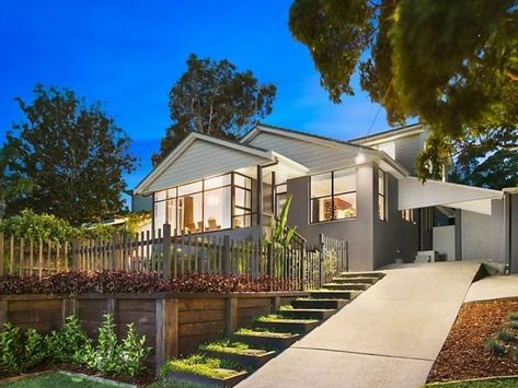 Steep driveway with nature steps beside, making the incline easier ... Steep Driveway Steps, Stairs Next To Driveway, Steep Driveway Landscaping, Steep Hill Driveway Ideas, Steep Driveway Ideas, Driveway Steps, Driveway Stairs, Steep Hillside Landscaping, Steep Driveway