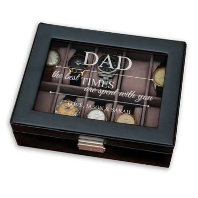 Personalized Watch Box, Leather Watch Box, Glass Display Case, Personalized Watches, Velvet Interior, Great Gifts For Dad, Velvet Interiors, Glass Display, Leather Box