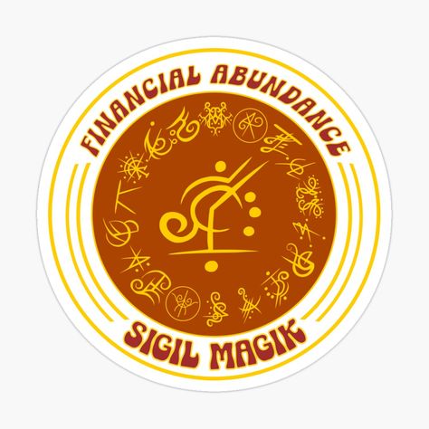 Get my art printed on awesome products. Support me at Redbubble #RBandME: https://www.redbubble.com/i/sticker/Sigil-Unlick-Prosperity-with-the-Financial-Abundance-Sigil-by-MysticOzzy/150860305.EJUG5?asc=u Abundance Sigil, Lucky Wallpaper, Sigil Magic, Financial Abundance, Attract Wealth, Ancient Symbols, Cute Tattoos, Positive Energy, Sticker Design