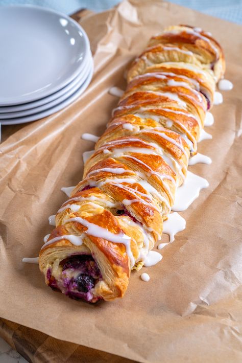 Blueberry Cream Cheese Danish | 12 Tomatoes Blueberry Cream Cheese Danish Puff Pastry, Cream Cheese Croissant Danish, Blueberry Danish Recipe Puff Pastries, Blueberry Danishes, Blueberry Cream Cheese Pastry, Blueberry Breakfast Pastry, Christmas Cheese Danish, Blueberry Danish Recipe, Blueberry Pastry Recipes