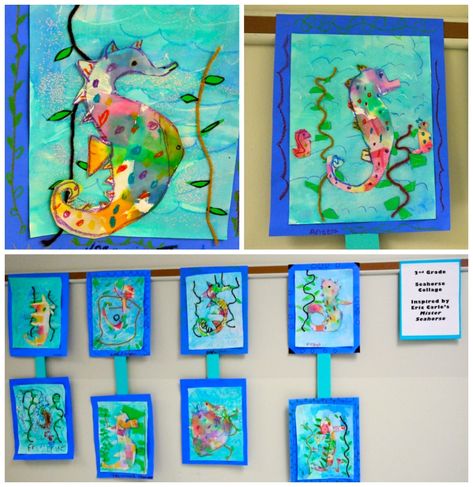 Eric Carle Art, Seahorse Crafts, Seahorse Art, Animal Art Projects, Art Literature, 2nd Grade Art, Art Therapy Projects, Creation Station, Art Therapy Activities