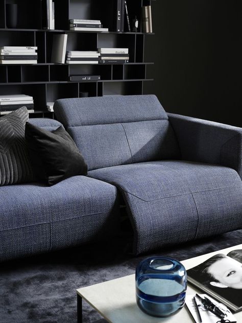 The Parma reclining sofa is a beautiful balance of endurance, quality, and functionality. This is a piece that will adapt to you and with you. Learn more about the Parma's smooth transitions and hidden functionalities. #BoConcept #InteriorDesign #Redecorate #HomeDesign #Interiors #HomeStyling #LivingRoom #Sofa #Recliner #RecliningSofa #Study #ParmaSofa #FullyFurnished Blue Reclining Sofa, Danish Furniture Design, Contemporary Furniture Design, Danish Furniture, Furniture Upholstery, Lounge Sofa, Parma, Reclining Sofa, Stylish Furniture