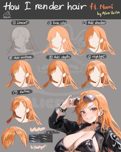 Render Hair, Shadow Drawing, Art Tutor, Drawing Hair Tutorial, Concept Art Tutorial, Anime Tutorial, Body Drawing Tutorial, Manga Drawing Tutorials, Human Anatomy Art