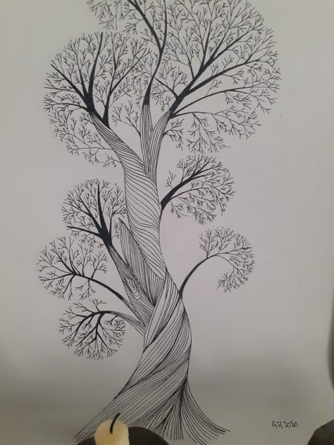 Swirly Tree Drawing, Tree Zentangle, Tree Line Drawing, Lotus Flower Drawing, African Drawings, Abstract Sketches, Buddha Art Drawing, Zentangle Artwork, Scribble Art