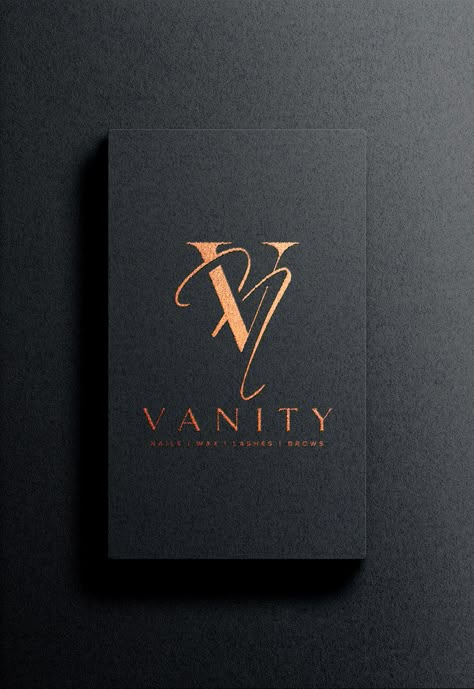 vanity nails salon luxury logo on Behance Logo Design For Designers, Simple Elegant Logo Design, Modern Beauty Logo Design, Nails Salon Design Ideas Logo, Luxury Fashion Logo Ideas, Luxurious Logo Design Inspiration, Classy Logo Ideas, Luxury Brand Logo Ideas, Luxe Branding Design