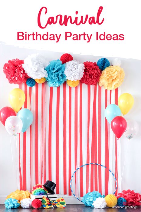 Planning a Cirque du Birthday? No acrobatics needed to host the perfect carnival themed birthday party. Our collection of ideas and planning tips will inspire any celebration you have in store. And our easy how-to’s, cool DIY ideas, and free printables will give you more time to enjoy the greatest party on earth. Circus Birthday Party Theme, Carnival Birthday Party Theme, Circus Carnival Party, Carnival Decorations, Circus Theme Party, Carnival Themed Party, Circus Birthday Party, Carnival Birthday Parties, Diy Birthday Decorations