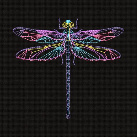 Ombre Embroidery, Dragonfly Embroidery Design, Dragonfly Embroidery, Dragonfly Artwork, Dimensional Embroidery, Stitching Cards, Animal Embroidery Designs, Dragonfly Art, Dragonfly Tattoo