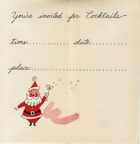 17 Unused 1950s CHRISTMAS COCKTAIL PARTY Invitations~Mid-Century SANTA Graphics! | #1977961571 Vintage Christmas Invitations, Vintage Party Invitations, Vintage Christmas Graphics, Vintage Cocktail Illustration, Christmas Party Illustration, Vintage Christmas Invitation, Vintage Christmas Party Invitations, Christmas Invitations Ideas, Cheap Cocktails