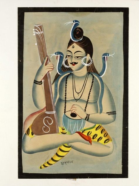 South Indian Folk Art, Bengal Painting, Patachitra Paintings, Painting Shiva, Folk Painting Ideas, Kalighat Paintings, Jamini Roy, Deities Art, Worli Painting