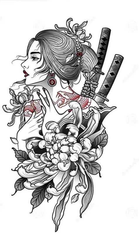 Tato Geisha, Japanese Geisha Tattoo, Tato Maori, Geisha Tattoo Design, Samurai Tattoo Design, Geisha Tattoo, Japan Tattoo Design, Samurai Tattoo, Warrior Tattoo