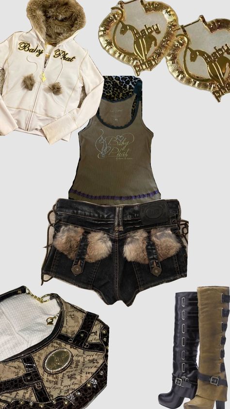 #outfit #outfitcheck #outfitaesthetic #outfit #ootd #ootdinspo #ootdideas #ootd #fashion #fashioninspo #fashion #babyphat #y2k #y2kaesthetic #y2kaesthetic #y2kfashion #y2koutfit #y2k #mcbling #brown #brownaesthetic #brown #brownaesthetic Babyphat Y2k Outfit, Shein Y2k Outfits, Y2k Outfits Inspiration, Brown Y2k, Pattern Outfits, Y2k Mcbling, Beige Outfit, Girlie Style, Baby Phat