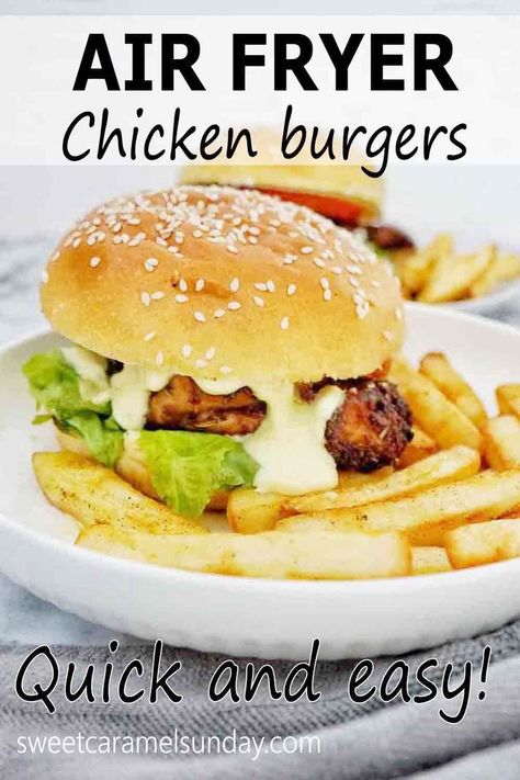 Air Fryer Chicken Burgers, Seasoned Chicken Thighs, Nutella Biscuits, Fried Chicken Burger, Air Fryer Chicken Tenders, Chicken Burgers Recipe, Chicken Burger, Air Fried Chicken, Best Food Ever