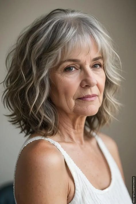 Stylish Wash and Wear Haircuts for Women Over 60 Over 60 Wavy Hairstyles, Medium Length Gray Hair With Layers Over 50, Long Bob Hairstyles Over 60, Over 50 Wavy Hairstyles For Women, Womens Hairstyles For Thinning Hair, Long Hair Styles For 60+ Women, Minimal Layers Medium Hair, Haircuts For 50 Year Old Women Over 50, Haircuts For Fine Wavy Hair Medium