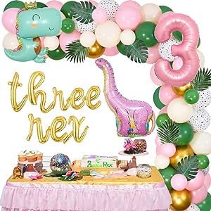 3rd Birthday Decorations, Dinosaur 3rd Birthday, Toddler Birthday Party Themes, Dinosaur Birthday Decorations, Bday Themes, Dinosaur Party Favors, Third Birthday Party, Girl Birthday Decorations, Dinosaur Theme Party