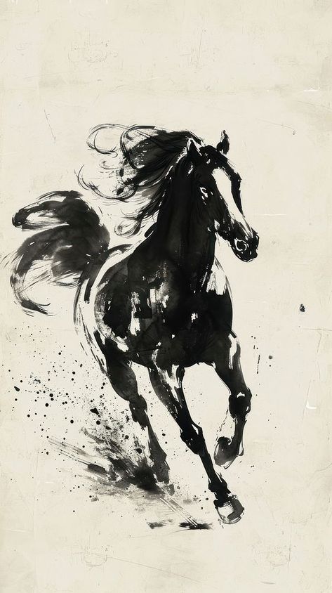 Horse Painting Simple, Horses Wallpaper Iphone, Black And White Horse, Horse Wallpaper Aesthetic, Black Horse Wallpaper, Horse Black Background, Black And White Horse Wallpaper, Black And White Horse Aesthetic, Running White Horse Wallpaper