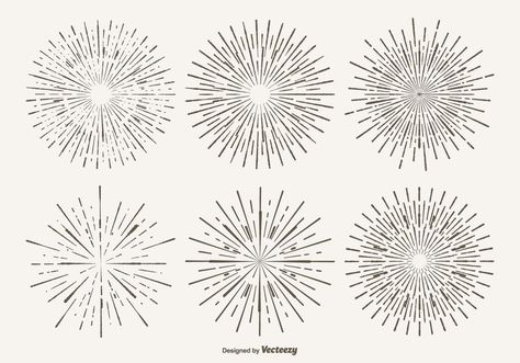 Vintage Starburst Shape Set Firework Tattoo, Round Tattoo, Fireworks Art, Vector Art Design, Free Clip Art, Line Art Drawings, Free Vector Art, Retro Art, Free Svg