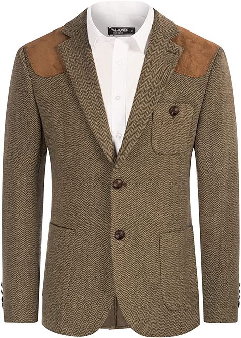 Men's Herringbone Tweed Blazer 2 Button Wool Blend Sport Coat Jacket Coffee S at Amazon Men’s Clothing store 2023 Jackets, Tweed Blazer Men, Tweed Blazer Outfit, Vintage Mens Blazer, Mens Sports Coat, Brown Sport Coat, Tweed Men, Tweed Sport Coat, Herringbone Suit