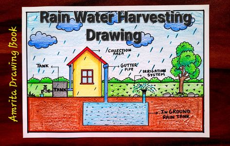 Video Tutorial uploaded on Amrita Drawing Book Channel. Subscribe for more creative Drawings and School Projects #Rain #rainwater #harvesting #saverainwater #Youtube #amritadrawingbook #diagram Rainwater Harvesting Drawing, Rainwater Harvesting Poster, Rain Water Harvesting Poster Drawing, Rain Water Harvesting Poster, Water Harvesting Drawing, Rain Water Harvesting Drawing, Save Rain Water, How To Draw Rain, Drawing Rain