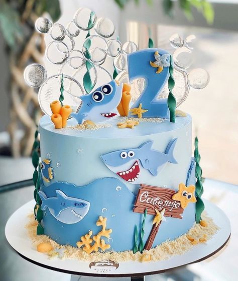 Pool Birthday Cakes, Ocean Birthday Cakes, Shark Birthday Cakes, Baby Boy Birthday Cake, Ocean Cakes, Baby First Birthday Cake, Shark Cake, Sea Cakes, 4th Birthday Cakes