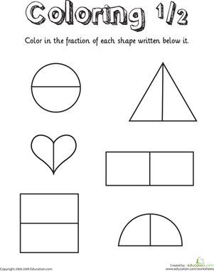 Help your child get a handle on the fraction one-half with this printable math worksheet. Maths Fractions, Preschool Readiness, Maths Eyfs, Maths Worksheet, Worksheet Kindergarten, Maths Worksheets, Teaching Fractions, Fraction Activities, Math Graphic Organizers