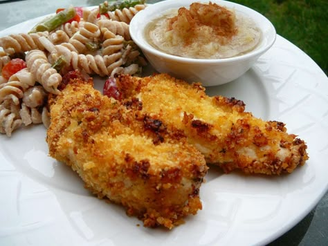 Italian Chicken Tenders, Baked Italian Chicken, Moist Baked Chicken, Italian Baked Chicken, Baked Chicken Recipe, Chicken And Pasta, Fresh Bread Crumbs, Baked Chicken Tenders, Seasoned Bread Crumbs