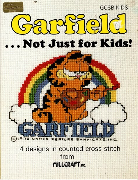 Garfield Cross Stitch, Garfield Painting, Painting Rainbow, Applique Wall Hanging, Vintage Garfield, Garfield Cat, Vintage Cross Stitch Pattern, Crochet Quilt, Stitch Book