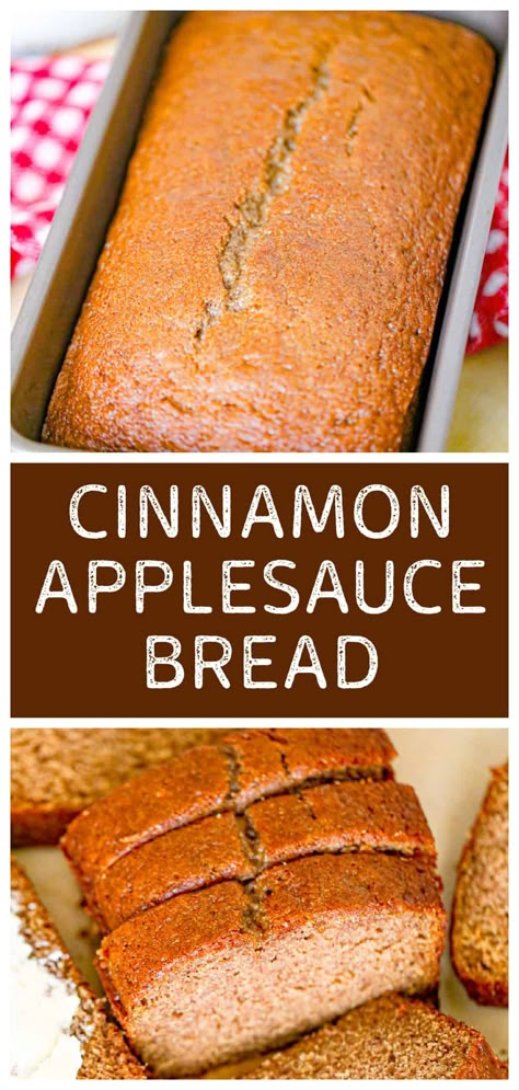 This super-easy Applesauce Bread recipe is deliciously tasty, moist and full of apple and cinnamon fall flavor!  It’s the perfect quick bread when you want simple, comforting applesauce bread. Cinnamon Applesauce Bread, Applesauce Bread Recipe, Bread Recipe Ideas, Easy Applesauce, Pot Bread, Applesauce Bread, Cinnamon Applesauce, Apple Bread Recipe, Apple And Cinnamon