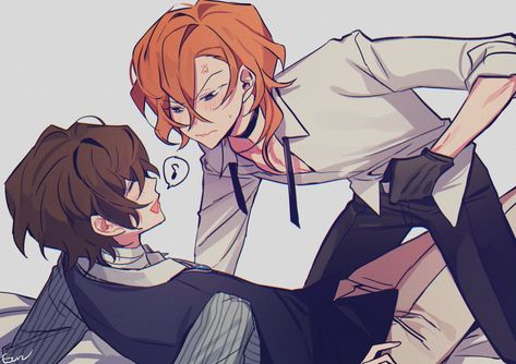 Dazai X Chuuya, Dazai Bungou Stray Dogs, H U, The Amazing World Of Gumball, Dazai Osamu, Bongou Stray Dogs, Stray Dogs Anime, Dog Memes, Cute Anime Couples