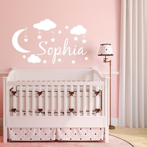 Nursery With Clouds, Moon And Stars Decor, Stars Decor, Unicorn Wall Decor, Bathroom Wall Decals, Butterfly Baby Shower Theme, Name Wall Stickers, Star Wall Decals, Cricut Baby