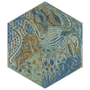 Ivy Hill Tile Santa Fe Deco Blue 7.87 in. x 7.87 in. Matte Porcelain Floor and Wall Tile (10.32 sq. ft. / Case)-EXT3RD106070 - The Home Depot Affinity Tile, Hexagon Floor, Fireplace Facade, Bath Tiles, Merola Tile, Antoni Gaudi, Porcelain Floor, House Tiles, Porcelain Flooring