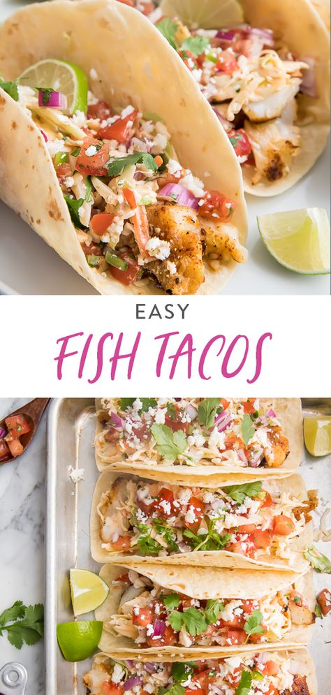 Blackened Fish Tacos Fish Tacos With Slaw, Tacos With Slaw, Tasty Tacos Recipe, Cod Fish Tacos, Fish Tacos Tilapia, Tilapia Tacos, Creamy Chipotle Sauce, Easy Fish Tacos, Grilled Fish Tacos