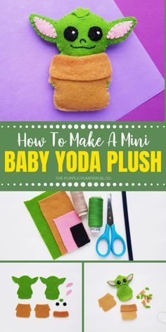 STOP EVERYTHING! You can make your own DIY Baby Yoda plush with this awesome tutorial! This craft is fun and simple and you end up with your very own cute mini felt Baby Yoda. So grab the free printable template, grab some felt fabric and start stitching! #DIYBabyYodaPlush #BabyYoda #BabyYodaCrafts #ThePurplePumpkinBlog #StarWarsCrafts #DisneyCrafts #TheMandalorian #Crafts #Sewing #FeltCrafts #Felt #Plushies #CuteCrafts #FunCrafts Felt Crafts Patterns Templates, Diy Baby Yoda, Teen Summer Crafts, Felt Patterns Free, Felt Plushies, Bebe Yoda, Teen Crafts, Star Wars Crafts, Felt Sewing