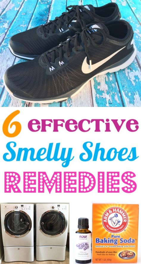 Smelly Shoes Remedies DIY!  From Baking Soda to Essential Oils, you'll learn how to get rid of stinky smells in sneakers and sandals!  Give these hacks a try this week! Smelly Shoes Remedies Diy, Stinky Sandals Remedy, How To Remove Odor From Shoes, Smelly Feet Remedies How To Get Rid Of, How To Get Odor Out Of Shoes, How To Clean Smelly Shoes, How To Get Rid Of Stinky Shoes, How To Get Rid Of Shoe Odor, Shoe Odor Eliminator Diy