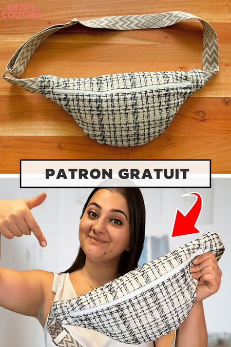 Apprends à coudre facilement ce sac banane Biloba ! En plus du tuto vidéo détaillé sur ma chaine Youtube, retrouve son patron gratuit ! 😍🍌 #SacBanane #tutocouturegratuit #patroncouturegratuit #couturefacile #pourtoi #mondialtissus #patronenjoycouture #patroncouture #patronsacbanane Sewing Patterns Free, Free Sewing, Free Bag, Sewing Patterns, Couture, Sewing, Pattern