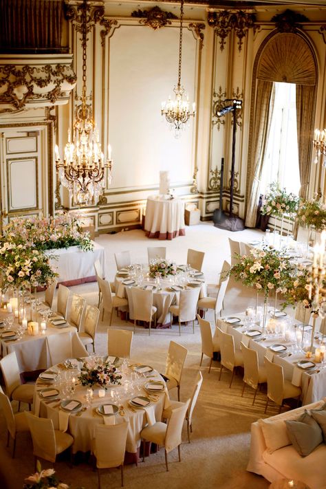 Romantic Traditional Wedding, Indoor Ballroom Wedding Reception, Romantic Ballroom Wedding, Ballroom Decorations Wedding, Ballroom Wedding Decoration, Fairmont Wedding, Wedding Ballroom Decor, Broadmoor Wedding, Ballroom Decor