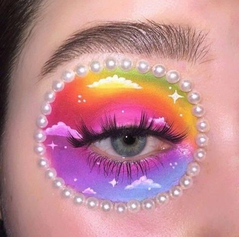 Showgirl Makeup, Rainbow Dash Cosplay, Rainbow Face, Subtle Makeup, Kawaii Makeup, Valentines Makeup, Ethereal Makeup, Eye Makeup Designs, Creative Eye Makeup