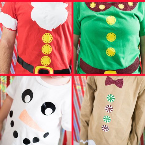 Diy Grinch Shirt, Christmas Shirts Ideas, Diy Christmas Shirt, Diy Christmas Outfit, Diy Christmas Shirts, Fun Christmas Shirts, Diy Santa, Elf Shirt, Christmas Shirts For Kids