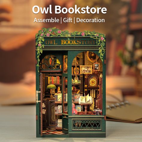 CUTEBEE DIY Book Nook Kit Miniature Wooden Dollhouse with Lights Bookshelf Insert 3D Puzzle Decor Witchy Booknook, Book Nook Ideas Diy, Booknook Diy, Bookish Room Decor, Book Nook Ideas, Miniature Bookshelf, Puzzle Decor, Diy Book Nook, Book Nook Kit