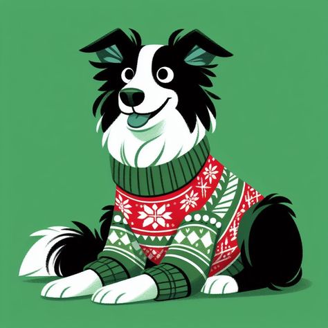 Border Collie Character, Border Collie Doodle, Collie Dog Drawing, Border Collie Drawing, Border Collie Illustration, Dog Illustration Art, Drawing Borders, Border Collie Art, Pet Food Packaging