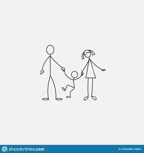 Stick Figure Family, Stick Art, Stick Figure, About Family, Stick Figures, Flat Style, Design Vector, White Background, Stock Vector