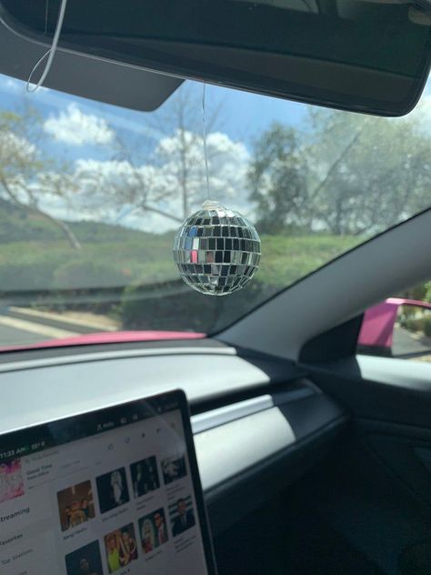 Disco Ball for Rear View mirror bedroom, dorm or party. 1.5 inch hanging mirror ball car decor car party mirror ball Plastic Core -  #Ball #Bedroom #Car #core #decor #Disco #Dorm #Hanging #Inch #Mirror #Party #Plastic #Rear #View Rearview Mirror Disco Ball, Disco Ball Car Hanger, Disco Ball Car Decor, Car Disco Ball, Cute Car Decor Ideas, Car Ceiling Decoration, Decorated Car Interior, Car Interior Decor Aesthetic, Inside Car Decorations