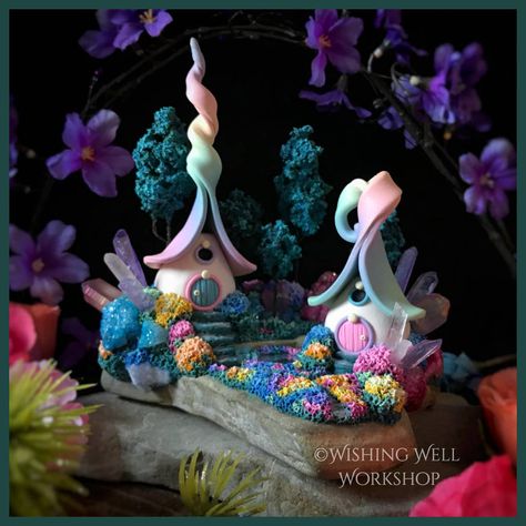 Fairy House Crafts, Clay Fairy House, Polymer Clay Fairy, Fairy House Diy, Fairy Garden Crafts, Polymer Clay Figures, Clay Fairies, Fairy Crafts, Tanah Liat