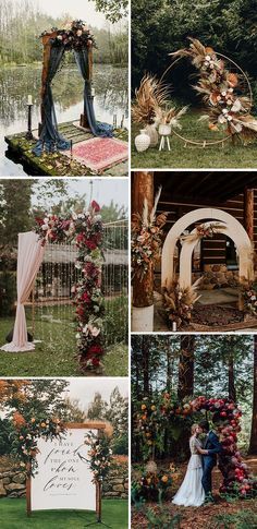 25 beutiful fall wedding arches and altars Fall Wedding Arch Decorations, Wedding Arch Fall Flowers, Fall Wedding Garland, Fall Wedding Entrance Ideas, Fall Wedding Backdrops Altars, Fall Wedding Backdrops Receptions, Trellis Wedding Decor, Fall Arbor Wedding, Fall Wedding Altar Decorations