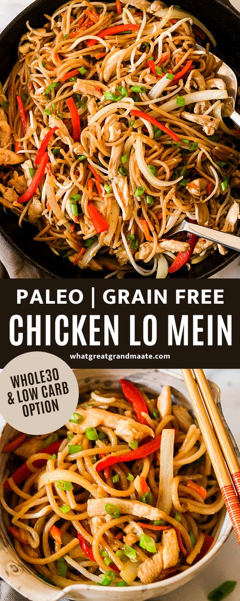 Paleo Noodle Recipes, Paleo Chow Mein, Paleo Chicken Tender Recipes, Asian Paleo Recipes, Paleo Italian Recipes, Low Carb Lo Mein, Paleo Pasta Dishes, Keto Lo Mein, Paleo Pasta Recipe