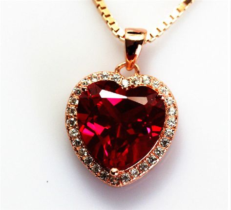 Ruby Heart Necklace, Ruby Diamond Pendant, Argumentative Antithetical Dream Girl, Disney Necklace, Lizzie Hearts, Silver Gold Earrings, Garnet Heart, Prom Gift, Ruby Heart